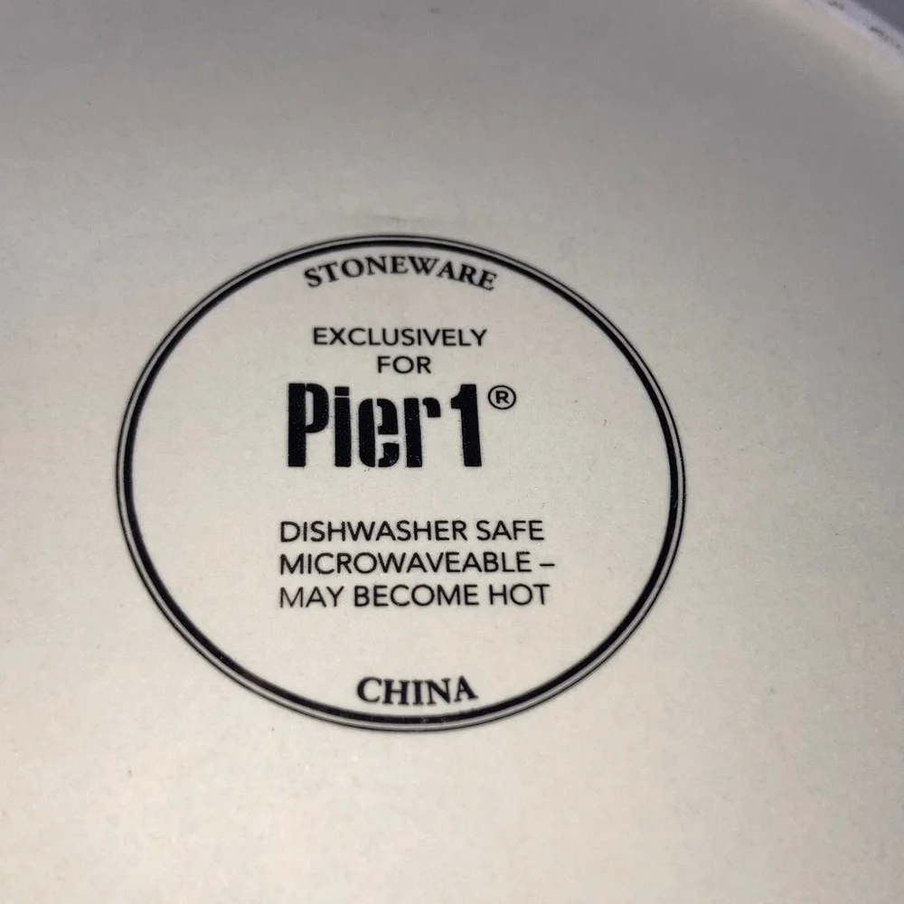 PIER1 Imports Appetizer Plate Light Gray 3D Floral Stoneware 6 inch Diameter
